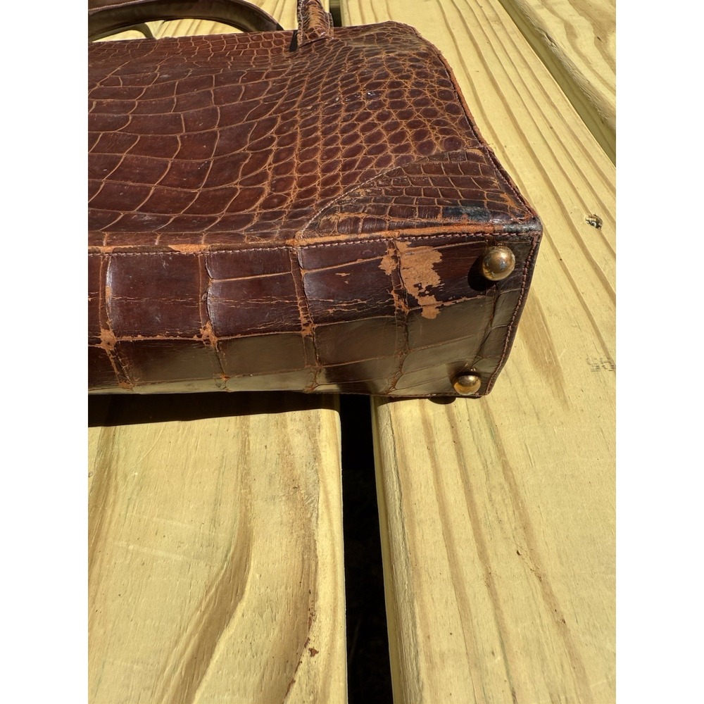 Vintage Lucille De Paris Saks 5th Avenue Brown Alligator Purse Handbag - Picture 7 of 16